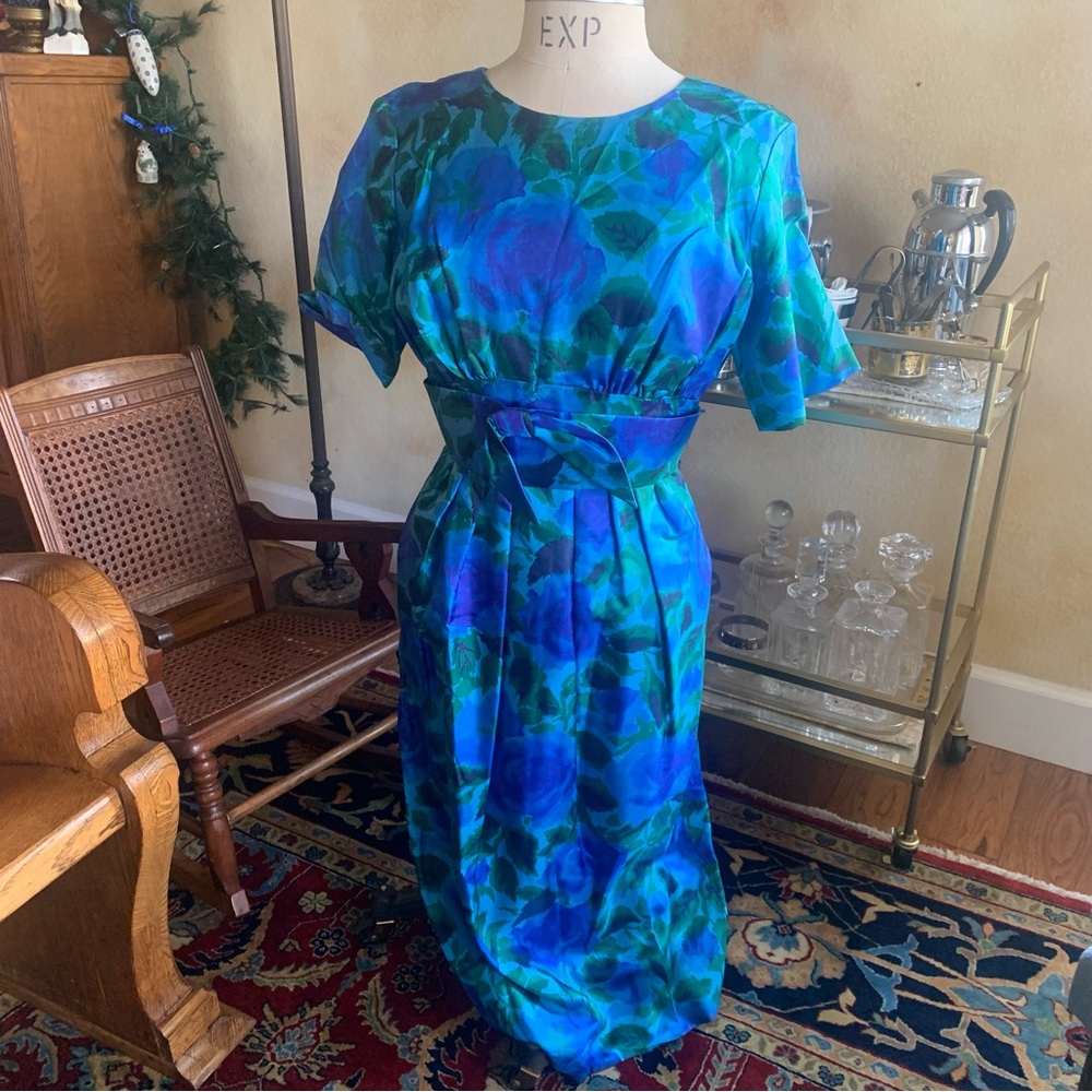 Suzy Perrette sixties satin floral dress
